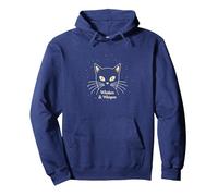 Whiskers & Whispers Mystical Cat Design para Amantes de los Gatos Sudadera con Capucha, Unisex para Adultos, Azul Marino, S
