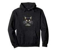 Whiskers & Whispers Mystical Cat Design para Amantes de los Gatos Sudadera con Capucha, Unisex para Adultos, Negro, S