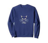 Whiskers & Whispers Mystical Cat Design para Amantes de los Gatos Sudadera, Unisex para Adultos, Azul Marino, XL