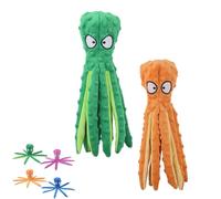 Whiskerspot Octopus Dog Toy, Eco-Friend Octopus Plush, Squeaky Dog Toys for Puppy, Small to Large Dogs (Green*Orange)
