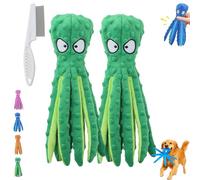 Whiskerspot Octopus Dog Toy, Whiskerspot Eco-Friend Octopus Plush, Interactive Chew Dog Toy for Aggressive Chewers, Squeaky, Made of Bite Resistance Material, No Stuffing (Green*2Pcs)