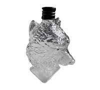 Whiskey Bottle with Glass Wolf Head, 380g Artistic Collectible Glass Decanter, Stylish Wolf-Themed Container for Whiskey Cocktails, Travel Bar Accessory for Kitchen and Home Use