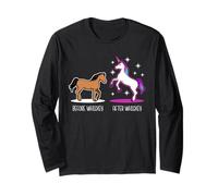 Whiskey Broma - Divertido Meme de Unicornio y Caballo Antes y después Manga Larga
