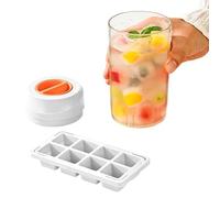 Whiskey Cubitera con tapa, recipiente fácil de vaciar | Moldes para helados de cóctel, accesorios para frigorífico y congelador para el hogar, apartamento, caravana, camping, zumo,