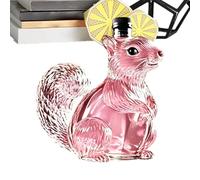 Whiskey Decanter - Squirrel Shape Empty Wine Bottle Glass for Home Kitchen | Hand Blown with Borosilicate, Leakproof Airtight Geometric Stopper for Dining Room Serving Container, 5.51x3.54 in