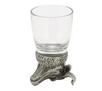 Whiskey Glass with Unique Animal Head Design, Novelty Whiskey Cup, Funny Bar Glass Made of Metal and Glass, Decorative Drinking Cup for Parties Taverns and Gifting (Toro)
