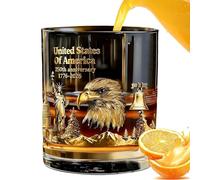 Whiskey Glasses - 300ml Commemorative 250th Theme Tumbler | Classic Cocktail Whiskey Glassware | Elegant Drinking Glass For Home Bar, Pub, Party, Celebration & Collection