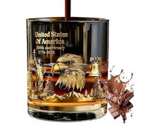 Whiskey Glasses, Clear 250th Commemorative Tumbler | 300ml Rocks Glass Set, durrable Drinking Glassware For Celebration Collection, Bar Home Pub Party Gift Drinkware Accessories Pub Party