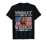 Whiskey Goes in Wisdom Sale | USA Flag Drinking Camiseta