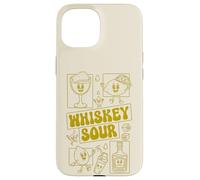 Whiskey Sour Minimalista Limón Mascota Cóctel 70s Groovy Carcasa para iPhone 15