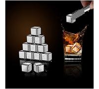 Whiskey Stones - Cubos de hielo de metal - Cubos de hielo de whisky - Bandejas reutilizables de acero inoxidable para whisky, vodka, licores, vino, jugo de bebidas o refrescos, paquete de 12