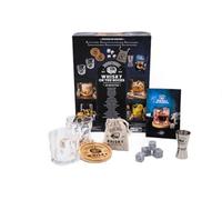 Whisky on the rocks: Coffret avec 2 verres à whisky, 2 dessous de verre, 4 pierres en granit, 1 pochon de protection, 1 doseur en inox