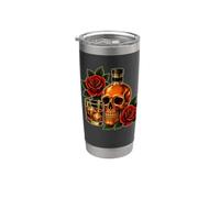 Whisky Skull Old School Tattoo Flash Bourbon Lovers Vaso térmico de acero inoxidable de doble pared