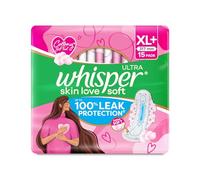 Whisper Almohadillas sanitarias ultra suaves para mujer, XL+ 15 servilletas