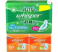 Whisper Ultra Clean XL Plus Wings & Ultra Choice - Almohadilla sanitaria para mujer