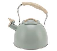 Whistling Teapot 3L, Flat Bottom Tea Kettle, Stainless Steel Whistle Tea Pot with Ergonomic Handle, Modern Tea Kettle for Induction Gas Electric Stoves, Green Tea Pot for Home