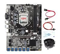 Whisverse 12 GPU B75 minería placa madre+CPU+ventilador de refrigeración+grasa térmica+cable interruptor+cable 12 USB3.0 ranura LGA1155 DDR3 SATA3.0