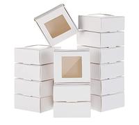 Whisverse 50 mini cajas de papel kraft ventana, caja de embalaje para , caja de para panadería de jabón (blanco)