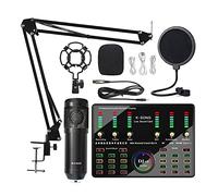 Whisverse BM 800 Micrófono Bluetooth inalámbrico Karaoke Streaming DJ10 Tarjeta de sonido para PC Cantar Gaming(negro)