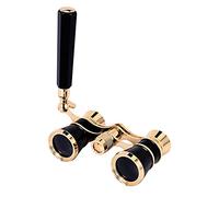 Whisverse Negro 3X25 Opera Binocular Recubierto Lente Telescopio Ópera Gafas de Teatro Recubierto Vidrio Señora Manija de Vidrio Mujeres Niñas Regalos