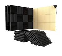 Whisverse Paquete de 24 paneles acústicos autoadhesivos, 1 paneles de espuma a de sonido de 12 x 12 pulgadas, para estudio en casa, color negro