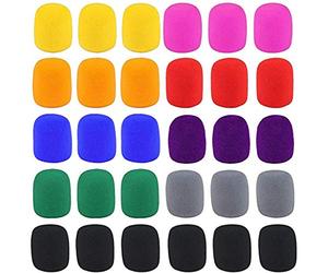 Whisverse Paquete de 30 fundas gruesas de espuma para micrófono de escenario, karaoke DJ (12 colores)