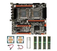 Whisverse Placa base de CPU X79 + CPU 2XE5 2650 V2 + 4 x 4 GB DDR3 1600 MHz RECC RAM+ cable , cable de interruptor, deflector LGA2011 M.2 NVME