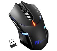 Whisverse Ratón inalámbrico para portátil 2.4G USB óptico Gaming Ratón 7 botones de silenciosos, mouse ergonómico para computadora PC Windows
