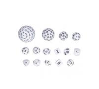 White 15-Piece Acrylic Polyhedral Dice Set for RPGs and Parties (D3 to D100)