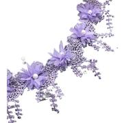 White 3D Chiffon Rose Lace Fabric Flower Pearl Beads Wedding Decor Ribbon DIY Craft 8.5cm Wide(Color4)