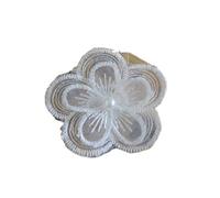 White 3D Flowers Beads Embroidery Lace Applique Trim Ribbon Collar Neckline Dress Clothes, Decorated Sewing Supplies, 4Pcs(Color10)