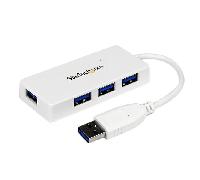 StarTech.com - Adaptador Concentrador Hub Ladrón USB 3.0 Super Speed para Laptop de 4 Puertos Salidas - Blanco
