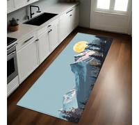 White Alfombra Cocina 60 x 180 cm Montañas Nevadas, bosques de pinos y Amanecer Antideslizante y Lavable, Impermeable, Resistente, Fácil de Limpiar y Antimanchas