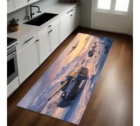 White Alfombras de Cocina Tanques, Aviones, montañas Nevadas Antideslizante 60 x 180 cm Tapete Resistente al Aceite para Cocina, Baño y Sala de Estar