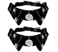 White and Black Guitars Collection - Collar de perro con corbatín, cómodo y ajustable para perros pequeños y niñas