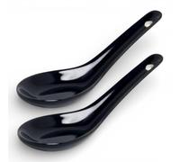 White and black Series ASIATICA Juego de cucharas de porcelana Asia, 13 cm, cucharas de arroz, cucharas para sopa, cucharas para servir, cucharas de postre, juego de 2 cucharas de ramen (juego de 2