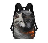 White And Black Wolves Mochila Escolar Mochila De Día Mochila De Negocios Mochila Impermeable Para Libros Para Niños/Niñas/Adolescentes 17inch
