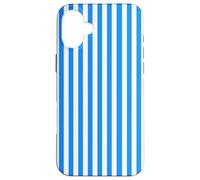 White and Blue Vertical Lines Cool Stripes Design Carcasa para iPhone 16 Plus