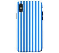 White and Blue Vertical Lines Cool Stripes Design Carcasa para iPhone X/XS