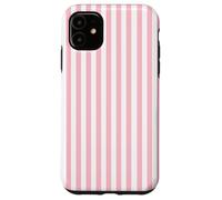 White and Pink Stripes Geometric Vertical Lines Pattern Carcasa para iPhone 11