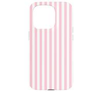 White and Pink Stripes Geometric Vertical Lines Pattern Carcasa para iPhone 15 Pro