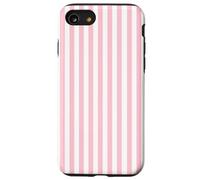 White and Pink Stripes Geometric Vertical Lines Pattern Carcasa para iPhone SE (2020) / 7/8