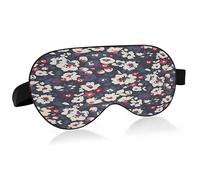 White and Red Flowers Sleep Mask Lightweight Soft Breathable Eye Mask with Adjustable Strap Blackout Eye Mask for Women Men for Travel Night Sleeping