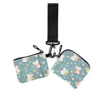 White Animal Little Bloom - Monederos para mujer, tarjeteros, pequeños, portátiles, organizadores de dinero con correa de muñeca para el trabajo, viajes, 2 paquetes