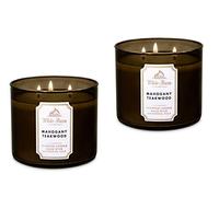 White Barn Candle Bath & Body Works - Vela de 3 mechas en madera de teca de caoba (paquete de 2)