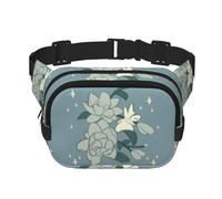 White Bauhinia - Riñonera cuadrada de doble capa con correa ajustable para actividades al aire libre, color negro, talla única, Black, Talla única