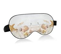 White Beach Sand Starfish Seashell At The Beach Eye Masks Cover Blocks Light Sleep Mask Shade Cover Blindfold Relaxing Eyeshade Cover con correa ajustable para la cabeza para hombres, mujeres y niños