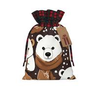 White Bear Brown Bear 1 bolsa de Navidad con cordón de 4.7 x 6.9 pulgadas, bolsa robusta para regalos y artículos esenciales de uso diario