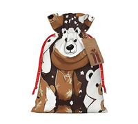 White Bear Brown Bear 1 bolsa de Navidad con cordón de 4.7 x 6.9 pulgadas, bolsa robusta para regalos y artículos esenciales de uso diario