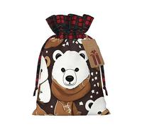 White Bear Brown Bear 1 bolsa de Navidad con cordón de 8.3 x 11.8 pulgadas, bolsa robusta para regalos y artículos esenciales de uso diario